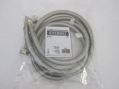 Everbilt 4 pies Mangueras de conector para lavadora de acero inoxidable (2 mangueras) extremo 90* Foto 1 de 4