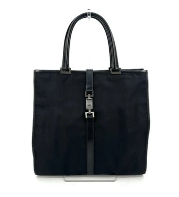 Bolso de Mano GUCCI Jackie Cuero Lona Negro Plata AUTÉNTICO Foto 1 de 4