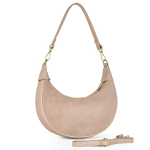 Italienische echt Wildleder Schultertasche für Damen, Crescent Saddle Style mit Shor... - Bild 1 von 3