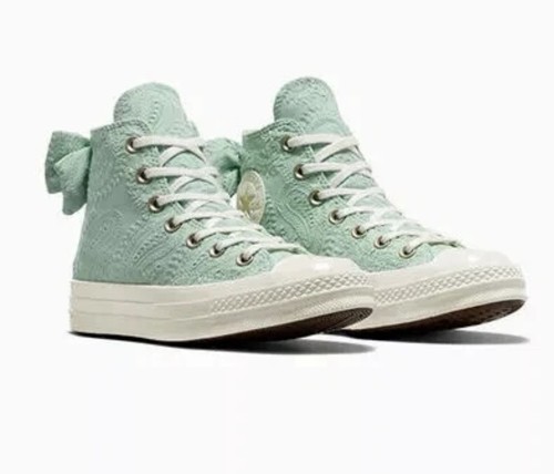 Scarpe sneaker Converse Chuck 70 High Paisley fiocco adesive verde aloe A10245C taglia 7 5