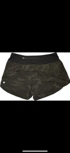 Lululemon Speed Up Gym Running Athletic Shorts Sz 8 Tall Green Black Camo - Picture 1 of 2