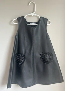 Mayoral Girls Black Faux Leather Dress Size 4 Years - Picture 1 of 3