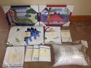 New 11 Pc Pottery Barn Kids Dinosaur Crib Quilt Toddler Set - Picture 1 of 2