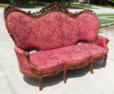 Walnut Victorian High Back Sofa circa 1870 Cover