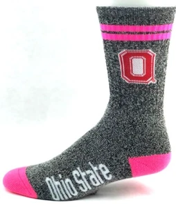 Calcetines Deuce Crew Ohio State Buckeyes gris mármol rosa 2 rayas - Imagen 1 de 3