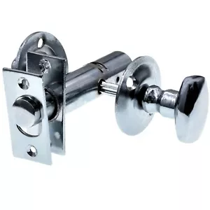 POLISHED CHROME Bathroom Toilet Door Rack Bolt Privacy Lock Thumb Turn Twist Set - Picture 1 of 8