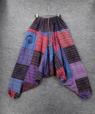 Jogger Pants Womens S Small Multicolor Patchwork Harem Drawstring Hippie Boho - Image 1 of 4
