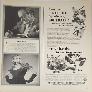 1944 United States Rubber Company Anuncio de colección Departamento de Deportes de EE.UU. Keds softbol - Imagen 1 de 1