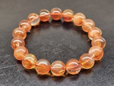 Pulseira de contas de cristal de quartzo hematoide cor fanta natural qualidade superior 11,2 mm - Imagem 1 de 4