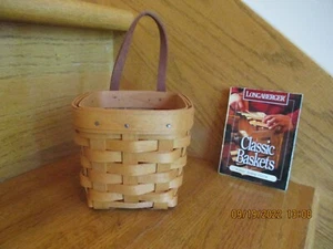 Cesta de reserva Longaberger Chives bucle de cuero cúbico '97 *¡Envío incluido!* - Imagen 1 de 7