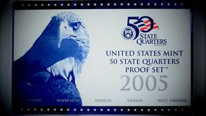 2005-S US Proof State Quarter Mint Set 5 Coins CN CLAD 24soc0403 - Picture 1 of 6