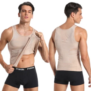 Mens Compression Shirt Sleeveless Body Shaper Base Layer Slimming Tank Tops Vest - Picture 1 of 16