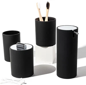 Sleek Matte Black 4-Pc Bathroom Set – Modern Decor, Organizer & Accessories - Bild 1 von 9