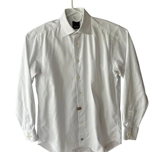 David Donahue Dress Shirt Mens 15.5 34/ 35 White Oxford Spread Collar LS - Picture 1 of 9