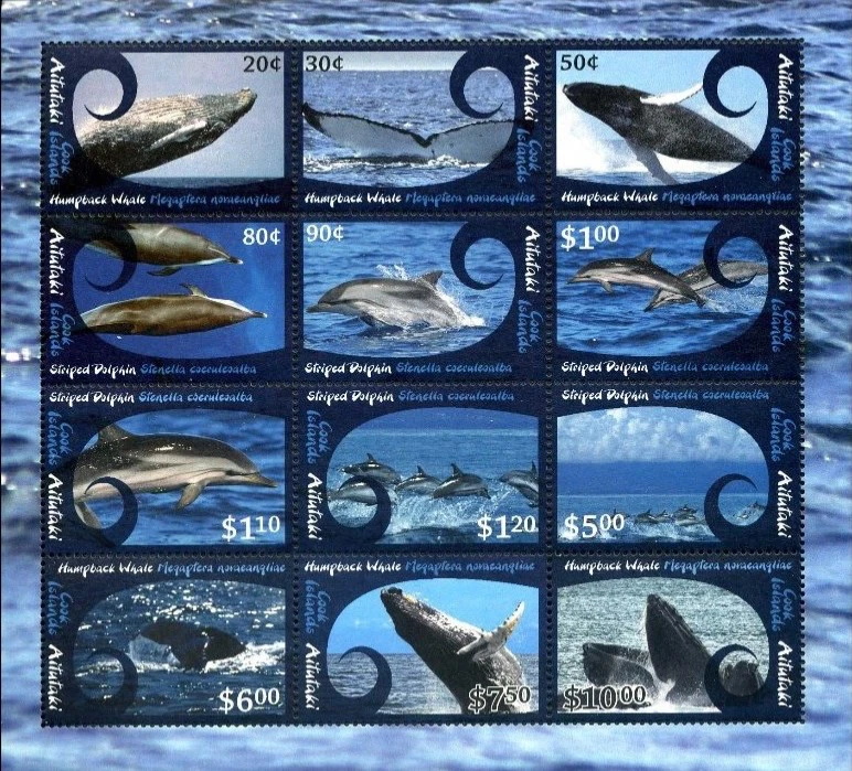 Aitutaki #SGMS802 MNH M/S 2012 Ballenas Delfines [593 Mi848-Mi859] Foto 1 de 1