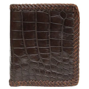 Handmade Brown Croc Leather Skin Bifold Men's Wallet S192 - Picture 1 of 5