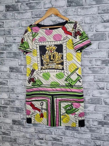 Abito Moschino Taglia 12 RARO Autentico Economico E Chic Stampato Vintage