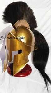 300 Cuchillos Griegos Casco Espartano Medieval REY LEONIDAS Con Pluma Negra y Soporte - Imagen 1 de 4