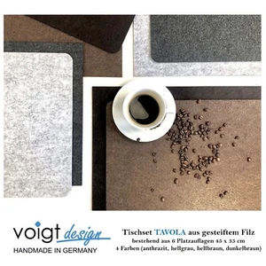 Tischsets FILZ 45 x 35 cm - Set mit 6 Stück - runde oder spitze Ecken - 4 Farben - Bild 1 von 14