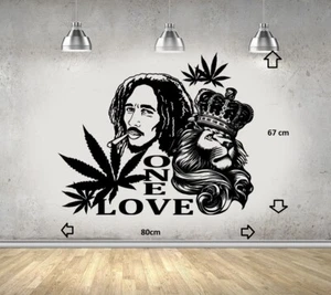 Bob Marley Lion Zion ""ONE LOVE"" Marihuana Reggae Wandkunst Aufkleber/Aufkleber/Wandbild - Bild 1 von 11