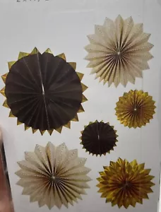 Meri Meri Paper Pinwheels Party Decoration Gold Black Shiny Birthday Graduation - Picture 1 of 4