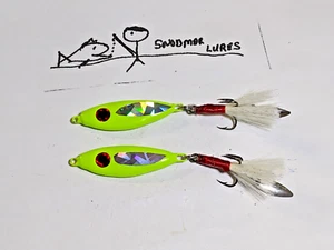 2 -3/4 oz SHAD Fishing Casting Jigging Lead Spoons Lure Chartreuse willow Blade - Picture 1 of 6