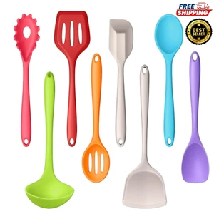 8Pcs Silicone Utensils, Heat Resistant Spatula Spoon Turner Ladle, Nonstick - Picture 1 of 8