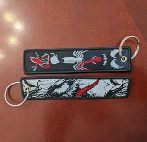 Venom Key Tag Marvel Spiderverse Double Sided Embroidered Keychain 1.25x5" - Picture 1 of 1