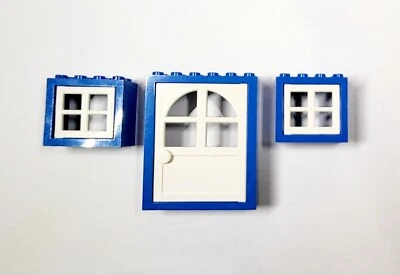 Lego Puerta Y Ventanas Azul Y Blanco 1 Puerta 2 Ventanas Lego Ladrillos Foto 1 de 2