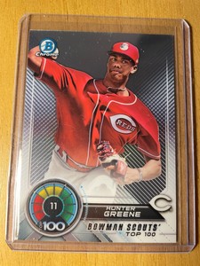 2018 Bowman Chrome HUNTER GREENE ROOKIE Scouts Top 100 - Reds - MINT