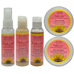 5pc Jane Carter Curls to Go Travel Set Co-Wash Leave-In Curl Hydrator Cream Gel - Picture 1 of 6