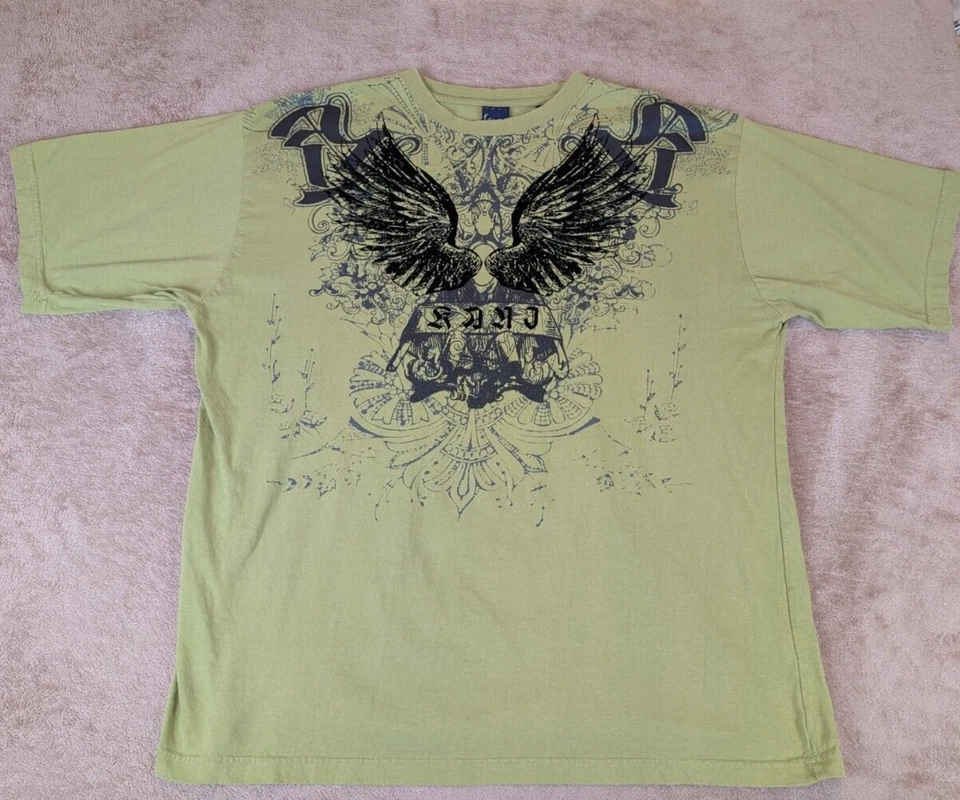 Camiseta Karl Kani Dorada Para Hombre Verde Estilo Aflicción XXL Terciopelo Gráfico Foto 1 de 4