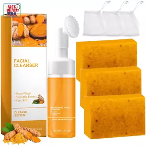 Turmeric Wash and Care Two Piece Set, Tuemeric Facial Cleanser & Turmeric Soap B - Picture 1 of 12