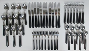 The Main Course Stainless Flatware Black Handle MCM Japan 46 Pc Set VTG - Picture 1 of 12