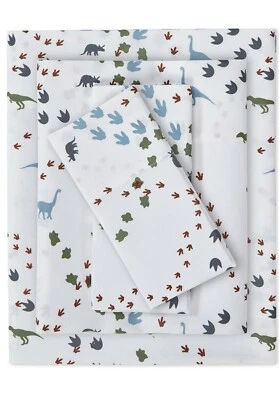 НОВЫЙ Urban Dreams Dusty The Dino 4 шт. Полный комплект простыней с принтом. Размер полный - Изображение 1 из 4