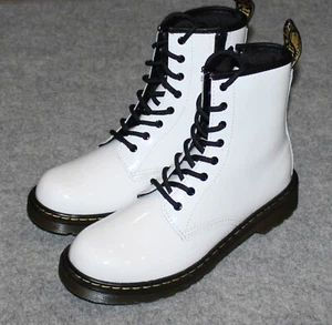 DR. MARTENS 1460 Y LACE UP ZIP BOOT Doc White Leather sz 6 US 37 EU Boots - New - Picture 1 of 12