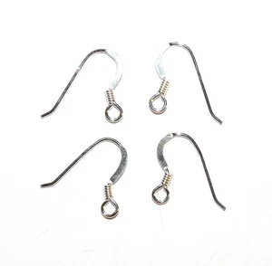 M6131 Sterling Silver Filled 14mm Flat Fishook with Coil & Loop Earwires 10pc - Picture 1 of 1
