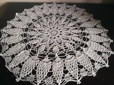 White crochet doily Lace tablecloth Handmade table cover 25 inches Vintage style - Image 1 of 4