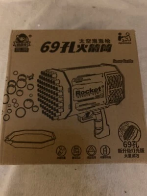 Pistola de burbujas Bazooka máquina de burbujas 69 agujeros lanzador de burbujas con luces de colores Foto 1 de 4