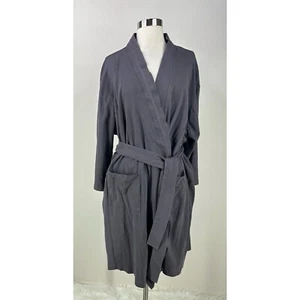 Pure Fiber 100% Organic Cotton Long Sleeve Wrap Robe - Picture 1 of 11