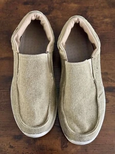 Mocasines de lona sin cordones para hombre informales zapatos para caminar en barco JABASIC (10, caqui/beige) - Imagen 1 de 3
