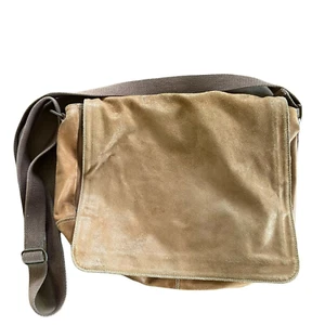 Fossil Messenger Bag Womens Tan Suede Inner Pocket Adjustable Strap Vintage - Picture 1 of 12