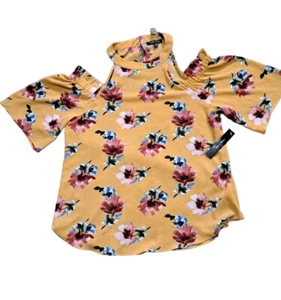 Moa Moa Top Women's Floral Yellow Multicolor Blouse Size XL - Picture 1 of 12