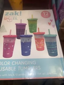 Zak Designs 25-oz. Color-Changing Tumbler 12-Pack Set Reusable Plastic - Picture 1 of 2