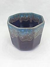 Vintage Planter Ceramic Drip Glaze Octagonal Shape