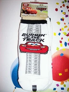Cars Socks Boys Size 6-8.5 Disney Pixar Low Cut Burnin up the Track McQueen NIP - Picture 1 of 2
