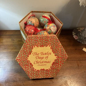 Vtg The Twelve 12 Days of Christmas Ornaments Complete Set of 12 Original BoX - Picture 1 of 12