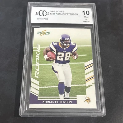2007 Score Rookie Adrian Peterson #341 (RC) Beckett graded 10 - Perfect mint - Image 1 of 4