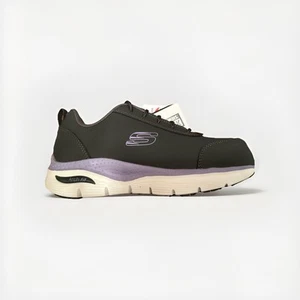 Skechers Shoes Women's Size 7.5 Alloy Toe Arch Fit Reagan Work Black Purple - Picture 1 of 6