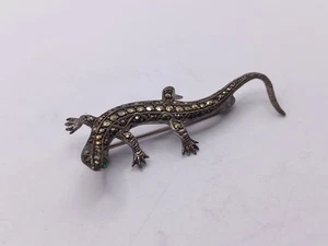 Superb Antique Art Deco Sterling Silver Lizard Brooch..45mm. - Picture 1 of 15